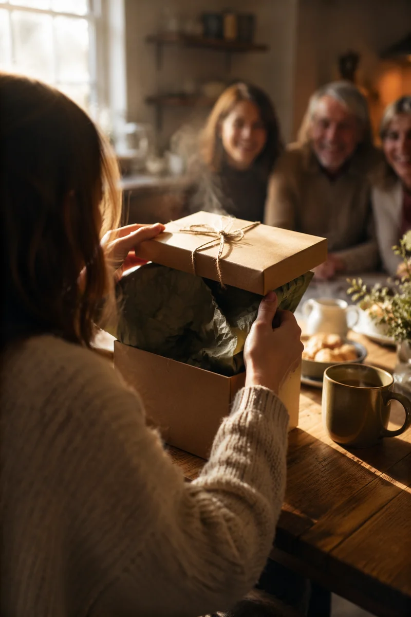Joyful Gift Opening at Morning Table