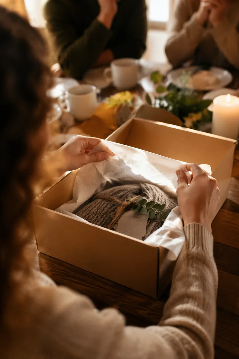 Joyful Gift Opening at Cozy Table