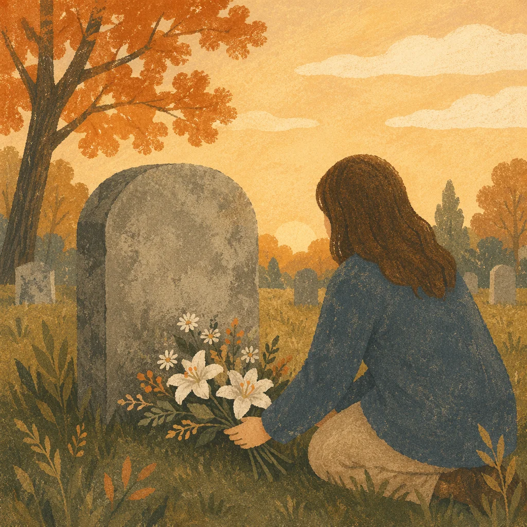Flowers Placed at Quiet Grave Memorial