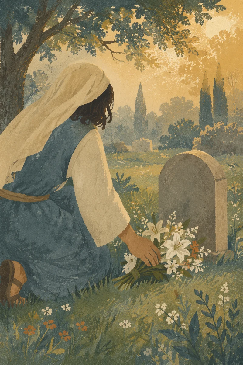 Peaceful Flowers at Countryside Grave Memorial