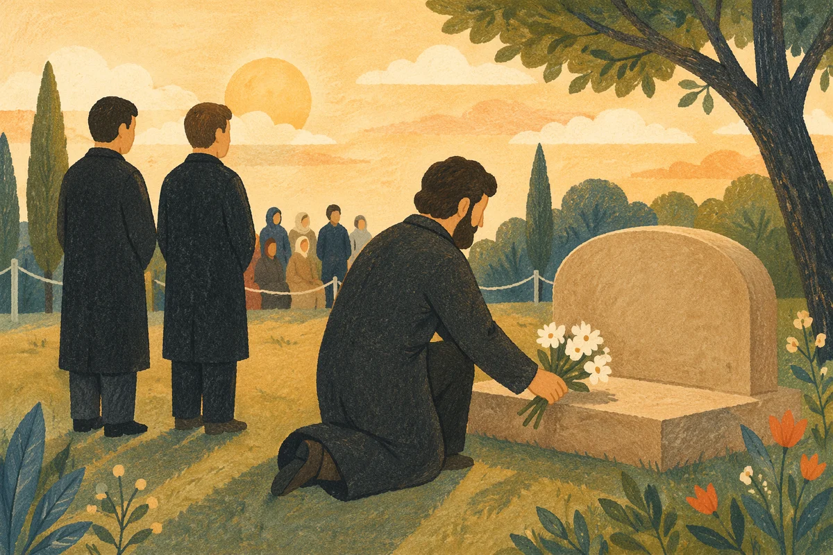 Tender Flower Tribute at Cemetery Memorial