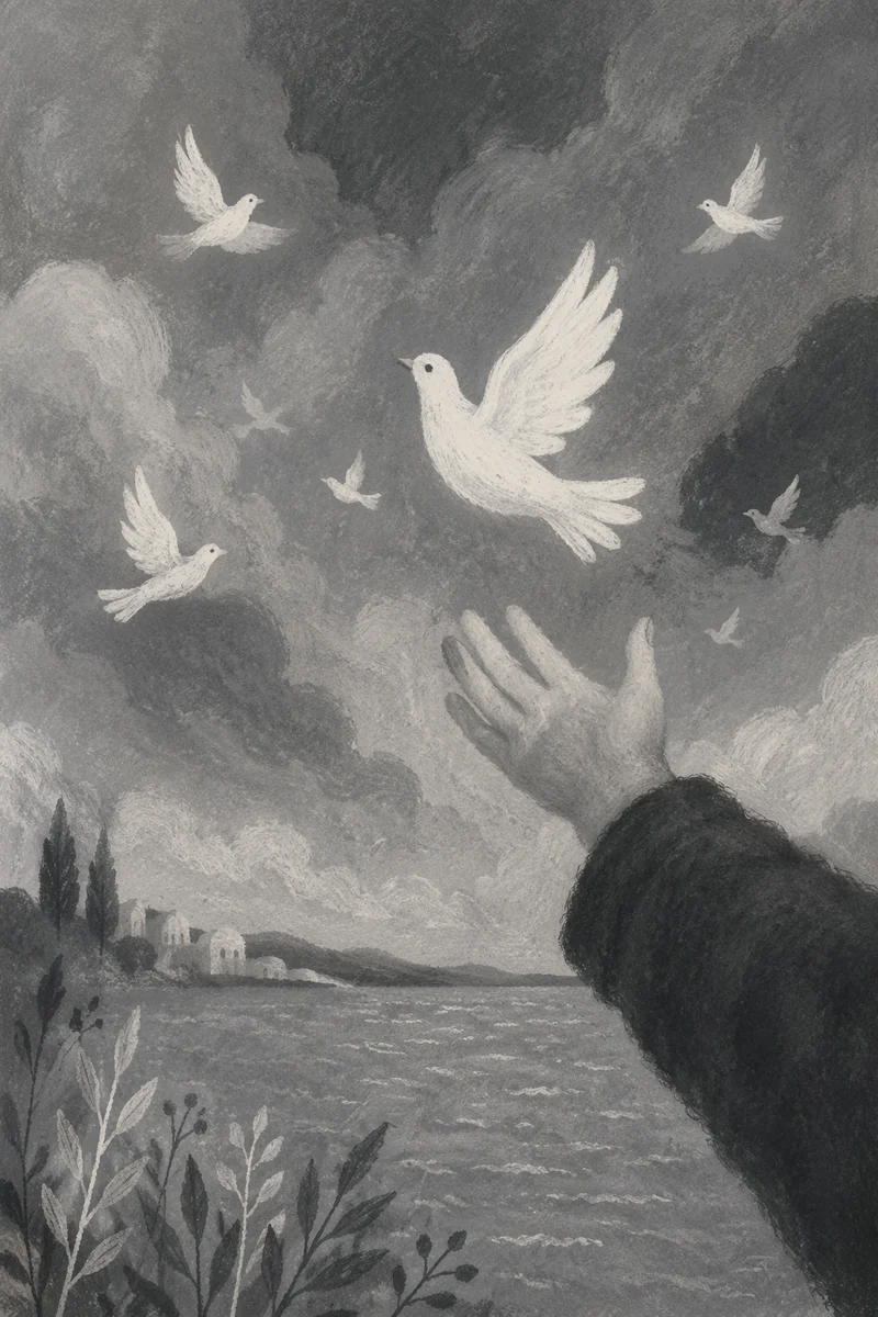 White Dove Released Over Quiet Waterfront