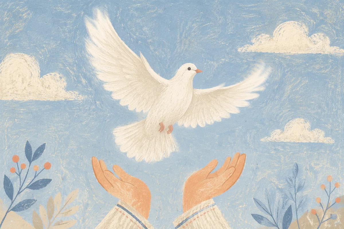 White Dove Released Into Hopeful Morning Sky