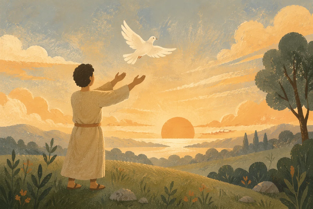 Person Releasing Dove at Sunrise