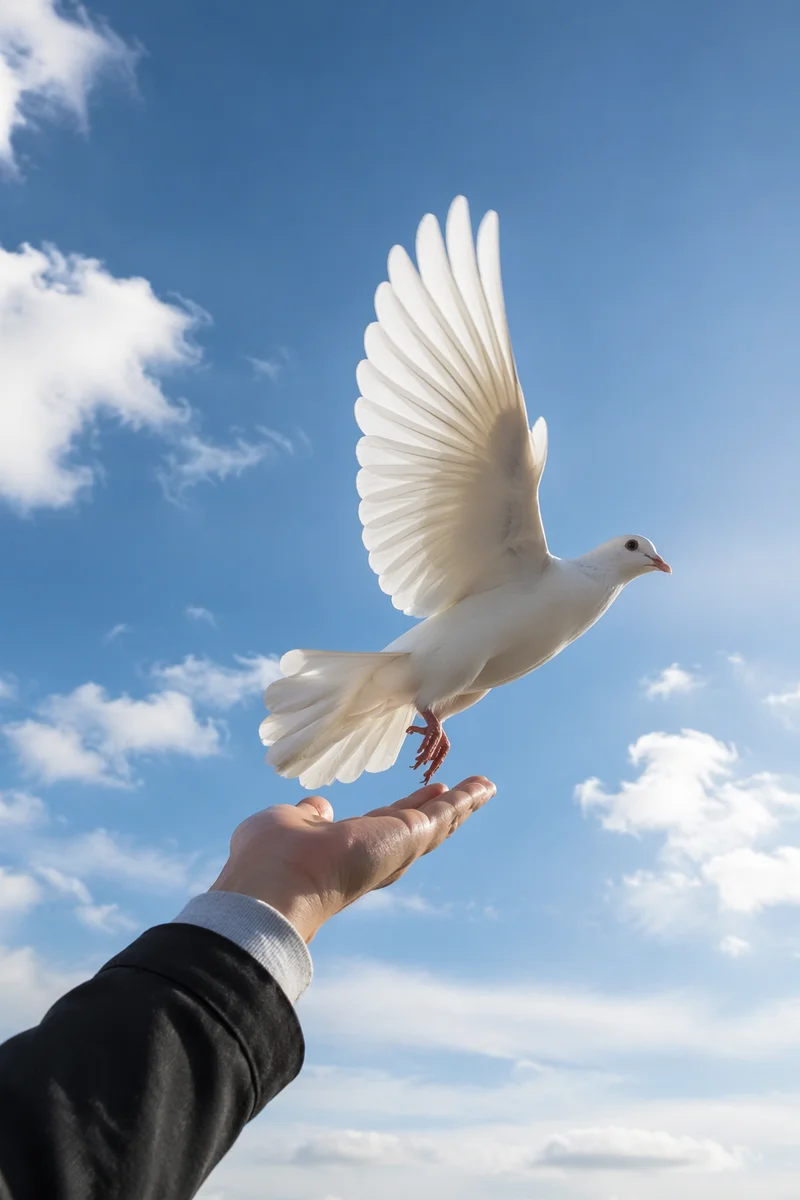 White Dove Released Into Open Sky