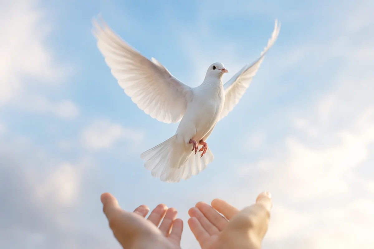 White Dove Released Into Morning Sky