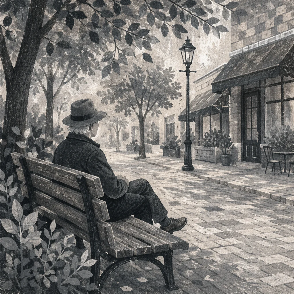 Solitary Contemplation on a Park Bench