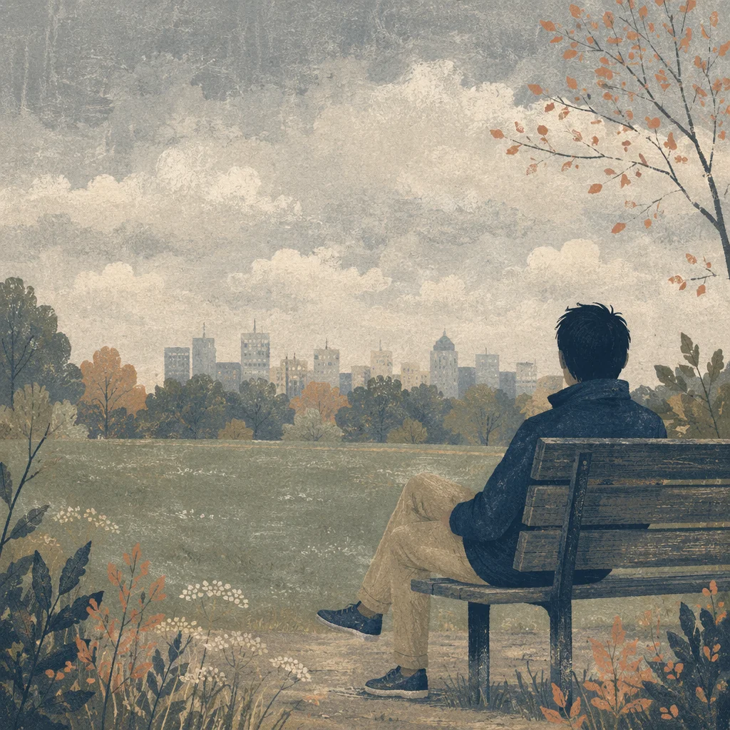 Solitary Reflection on a Park Bench
