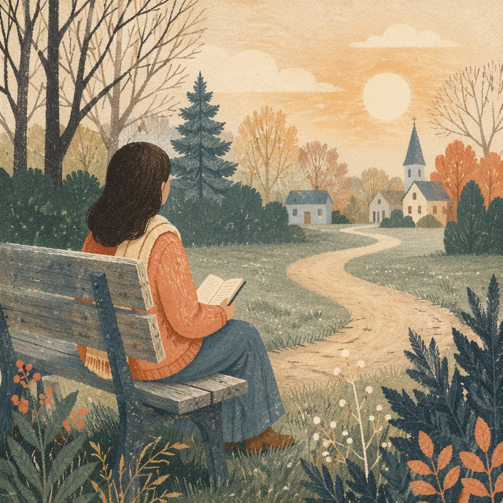 Quiet Morning Devotion on Park Bench