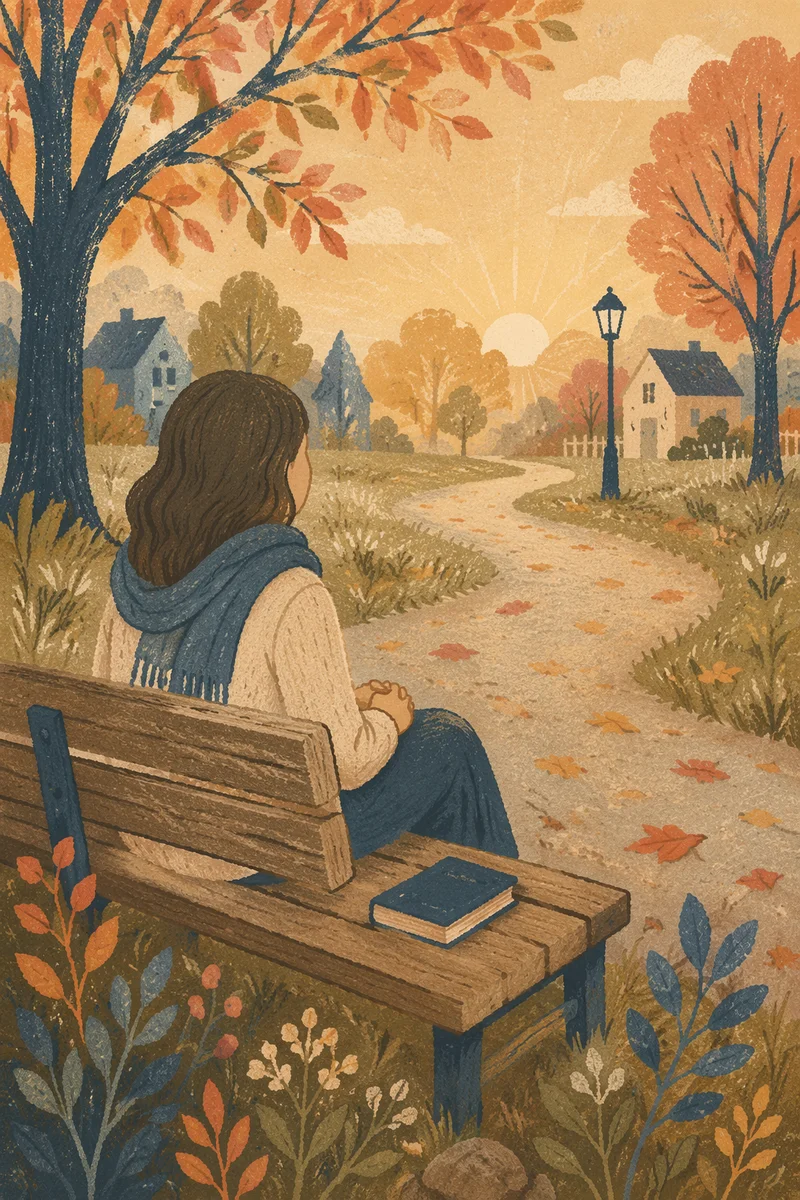 Solitary Prayer on Autumn Park Bench