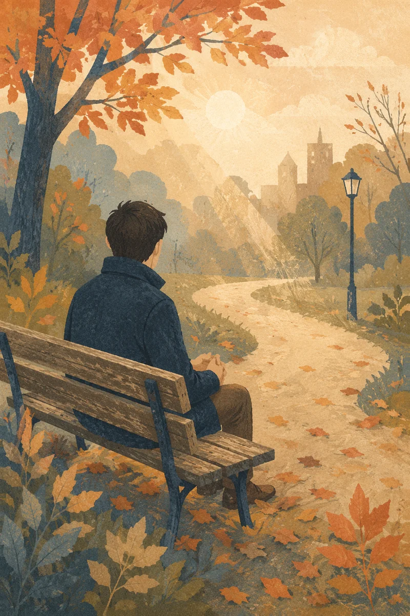 Solitary Morning Reflection on Park Bench