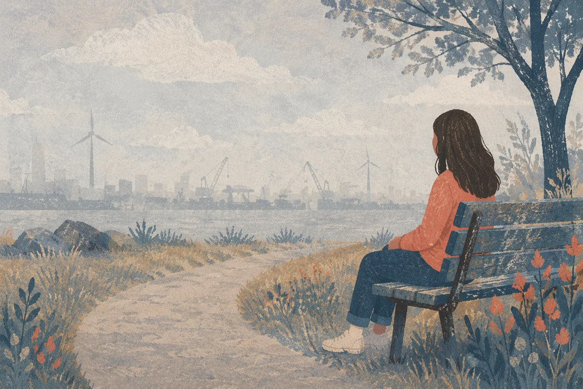 Solitary Contemplation on a Misty Park Bench