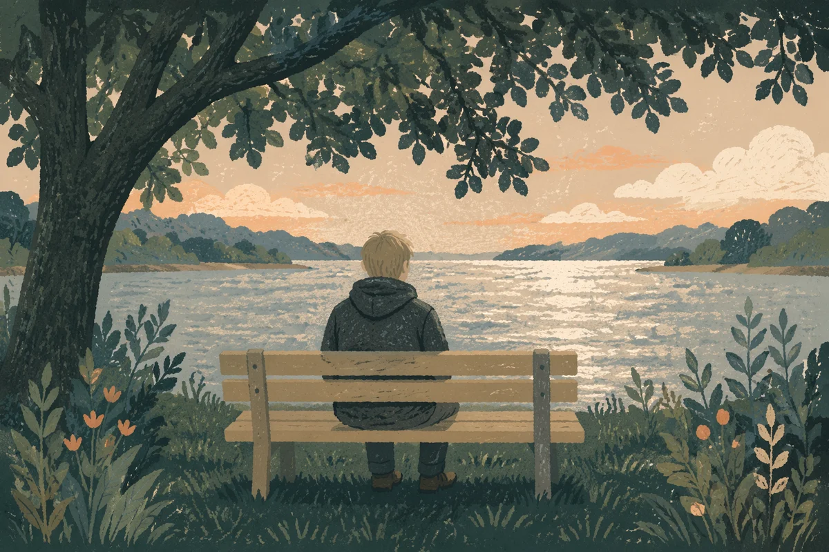 Solitary Reflection on Park Bench