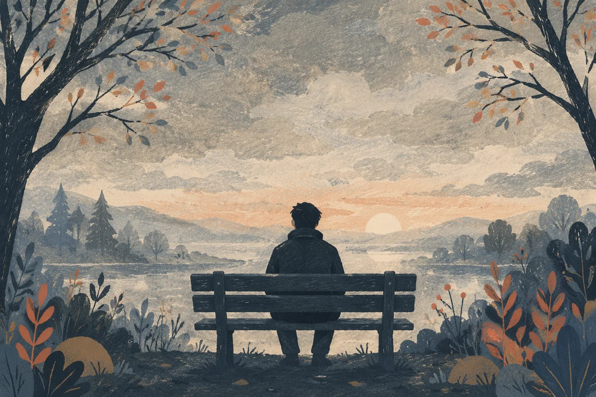 Solitary Contemplation on a Park Bench