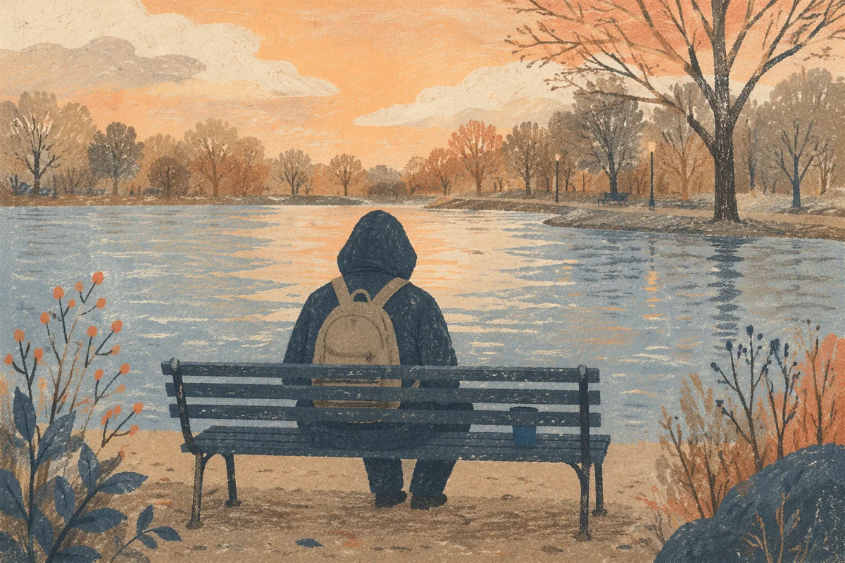 Solitary Prayerful Reflection on Winter Park Bench