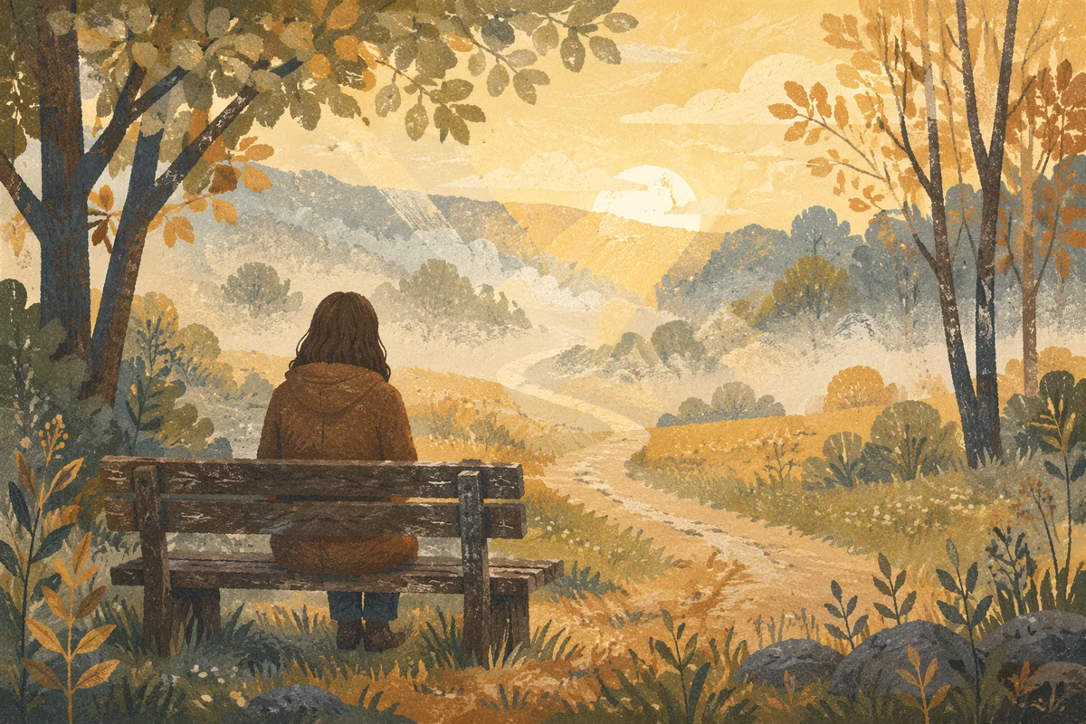 Solitary Contemplation on a Misty Park Bench