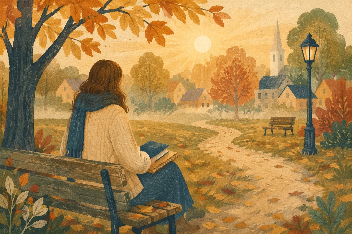 Solitary Park Bench Autumn Contemplation