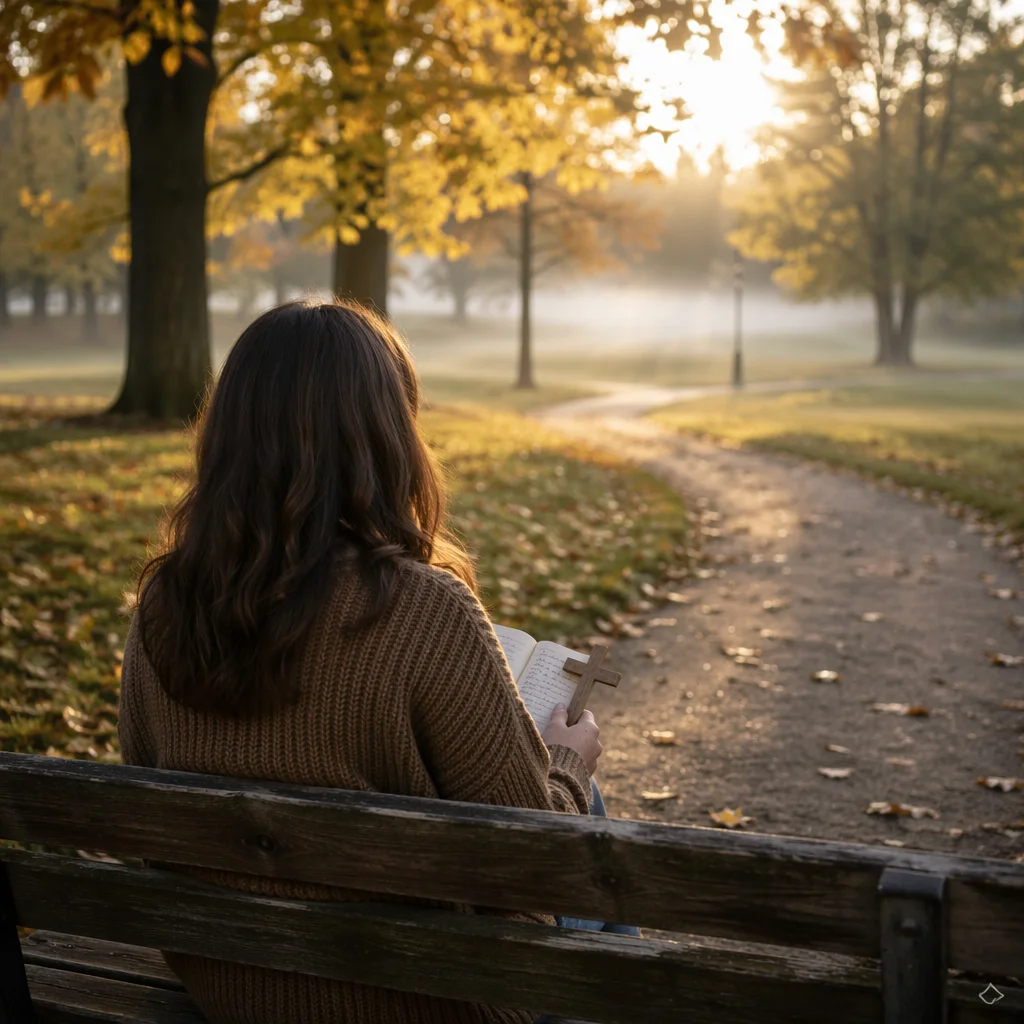 Quiet Prayer on an Autumn Park Bench