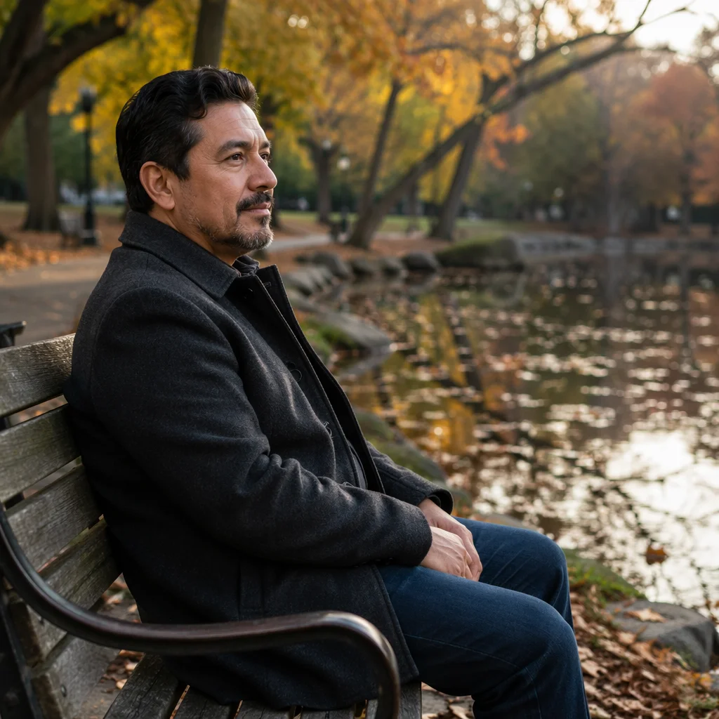 Man Sitting Alone on Park Bench