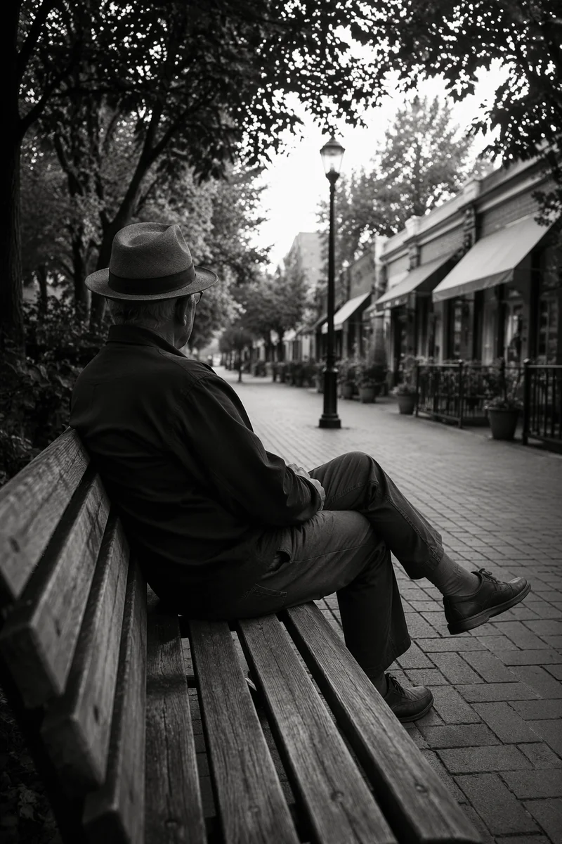 Solitary Reflection on a Park Bench