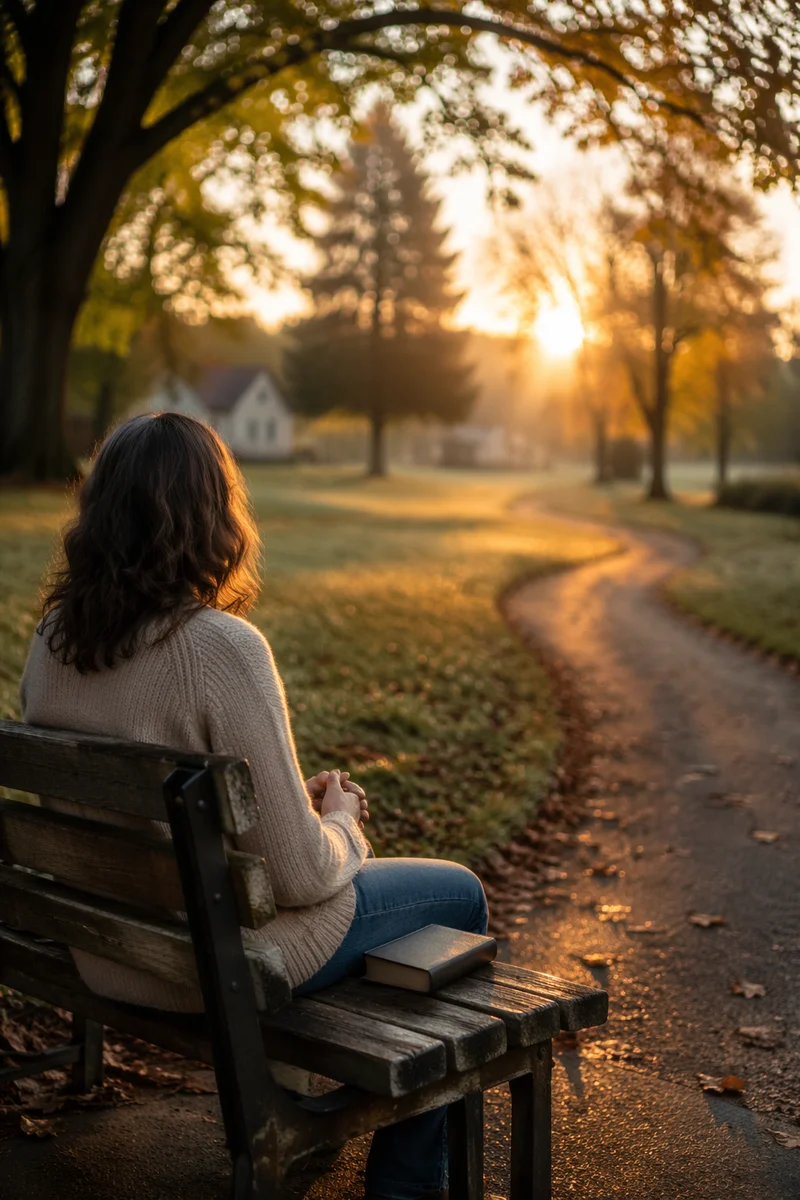 Solitary Prayerful Reflection on Park Bench