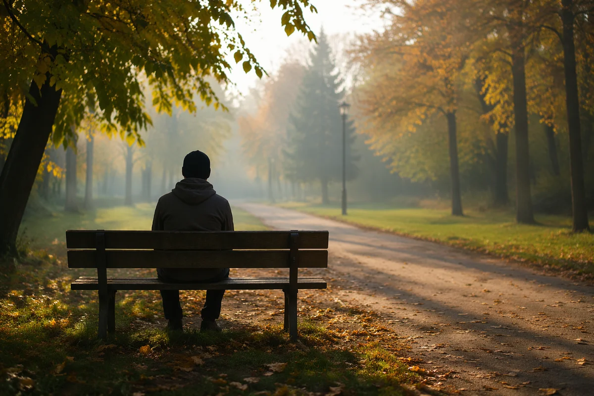 Solitary Reflection on a Park Bench