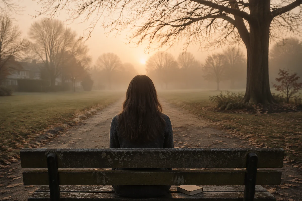 Solitary Dawn Prayer on Park Bench