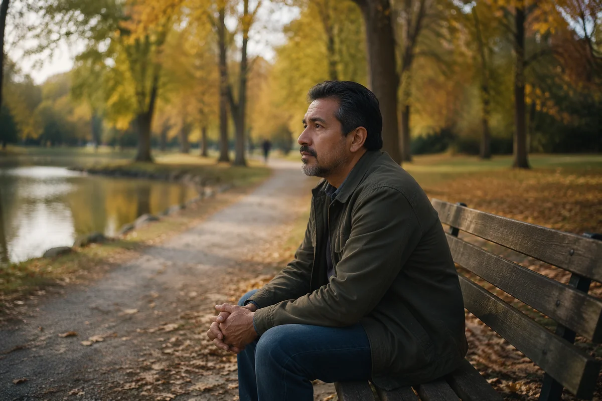 Solitary Man on Park Bench