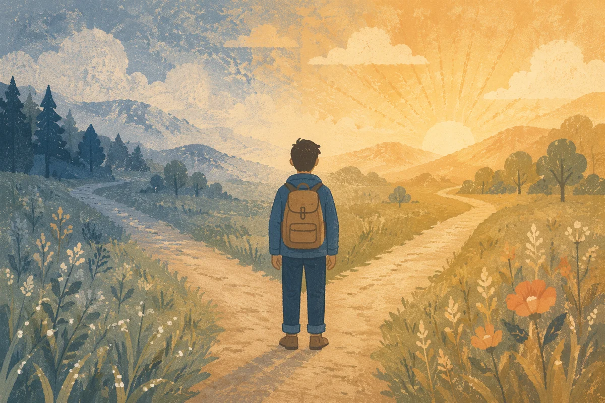 Prayerful Decision at Misty Crossroads
