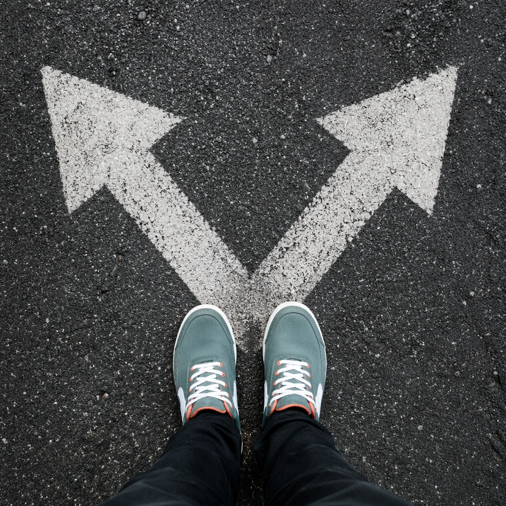 Person Facing Crossroads Path Choice