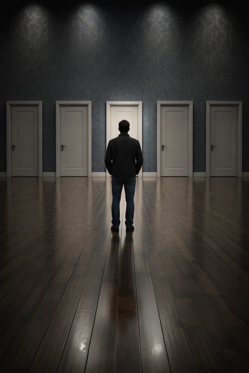 Person Facing Doors of Life Choices