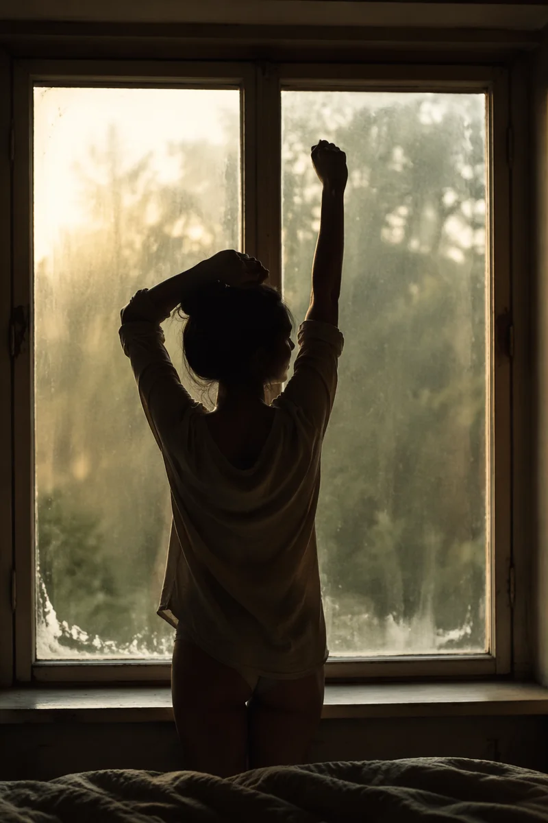 Morning Stretch Silhouette by Rustic Window