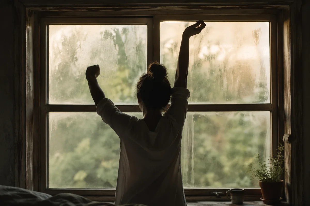 Morning Stretch Silhouette by Rustic Window
