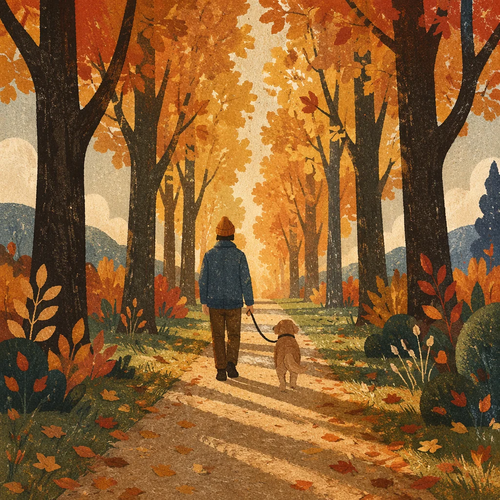 Autumn Woodland Walk With Dog