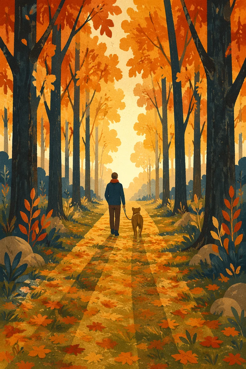 Autumn Woodland Walk With Dog
