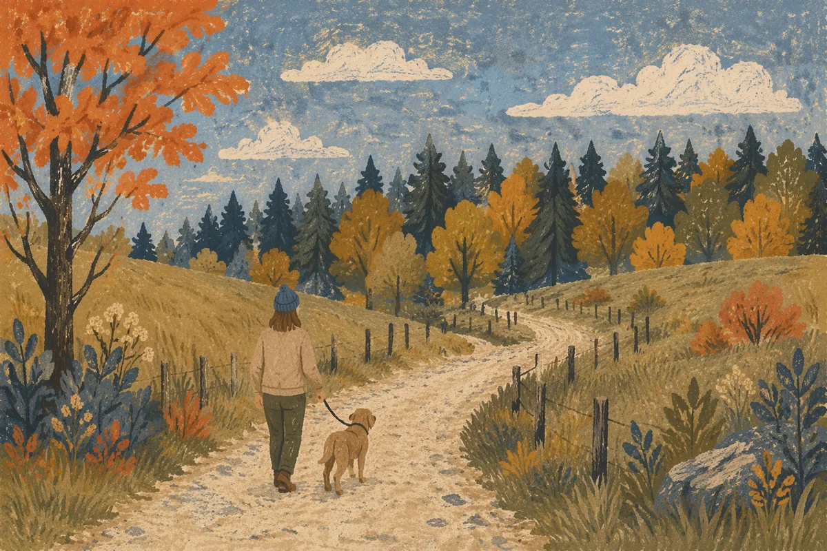 Autumn Dog Walk on Countryside Path