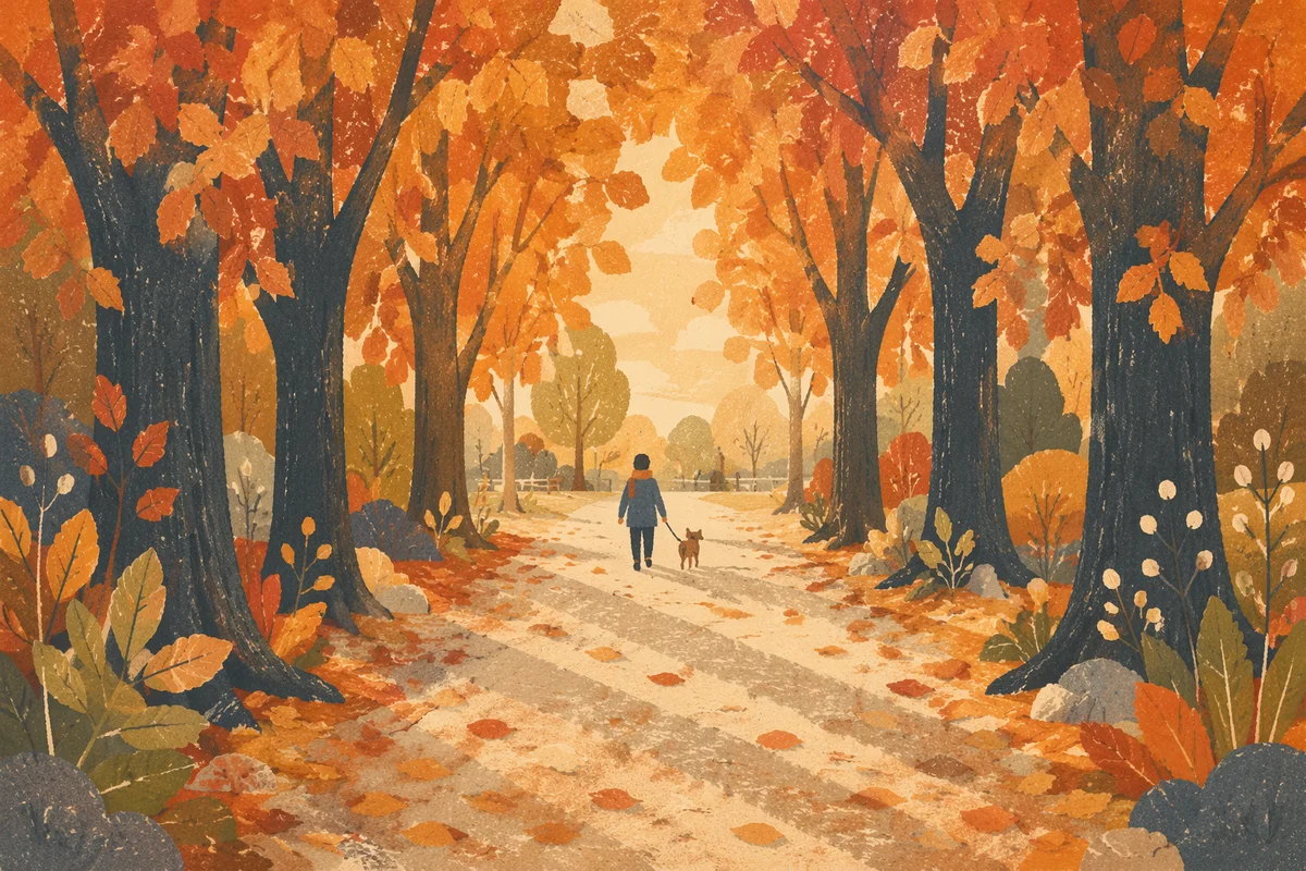 Peaceful Autumn Walk With Dog