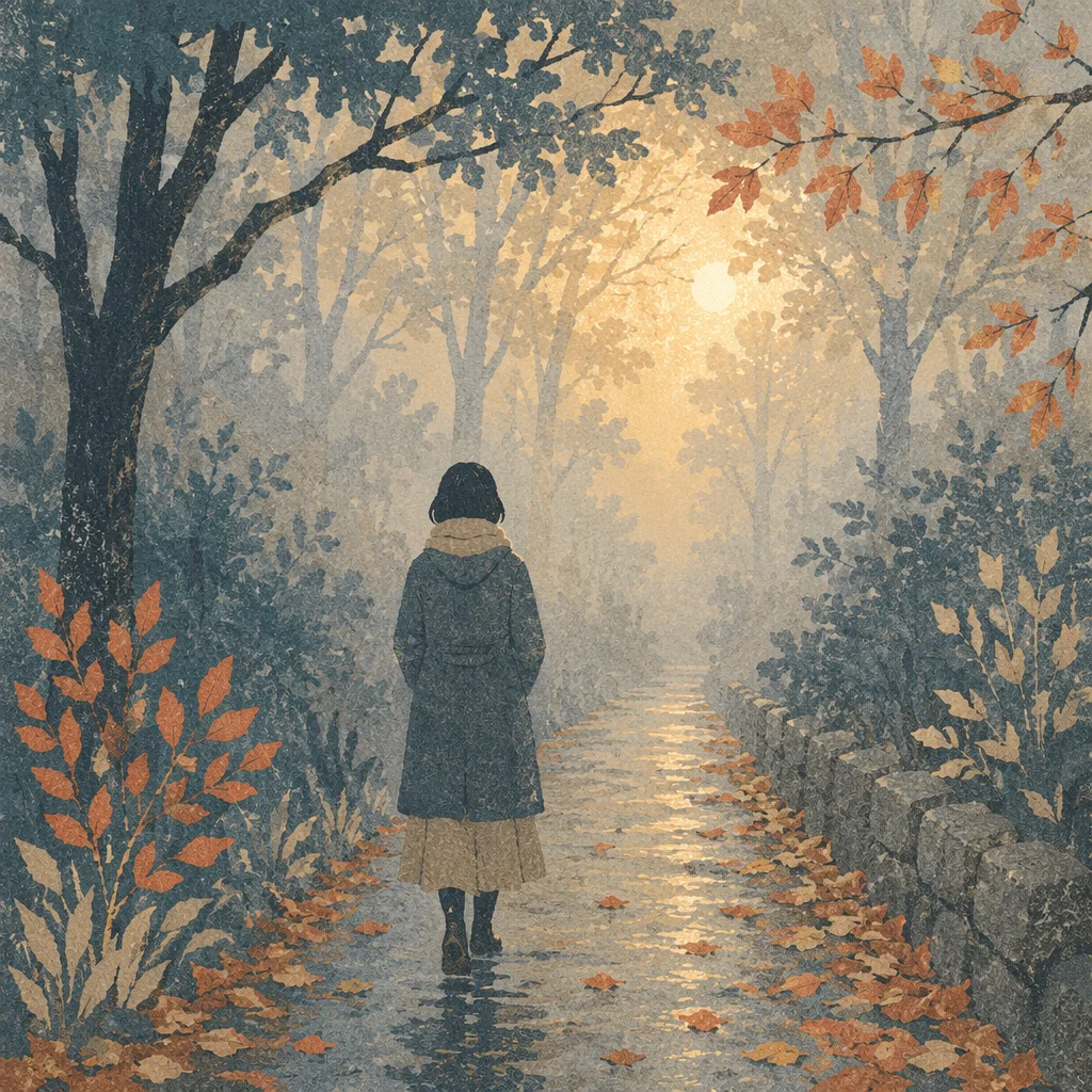 Hopeful Walk Through Fog Toward Light
