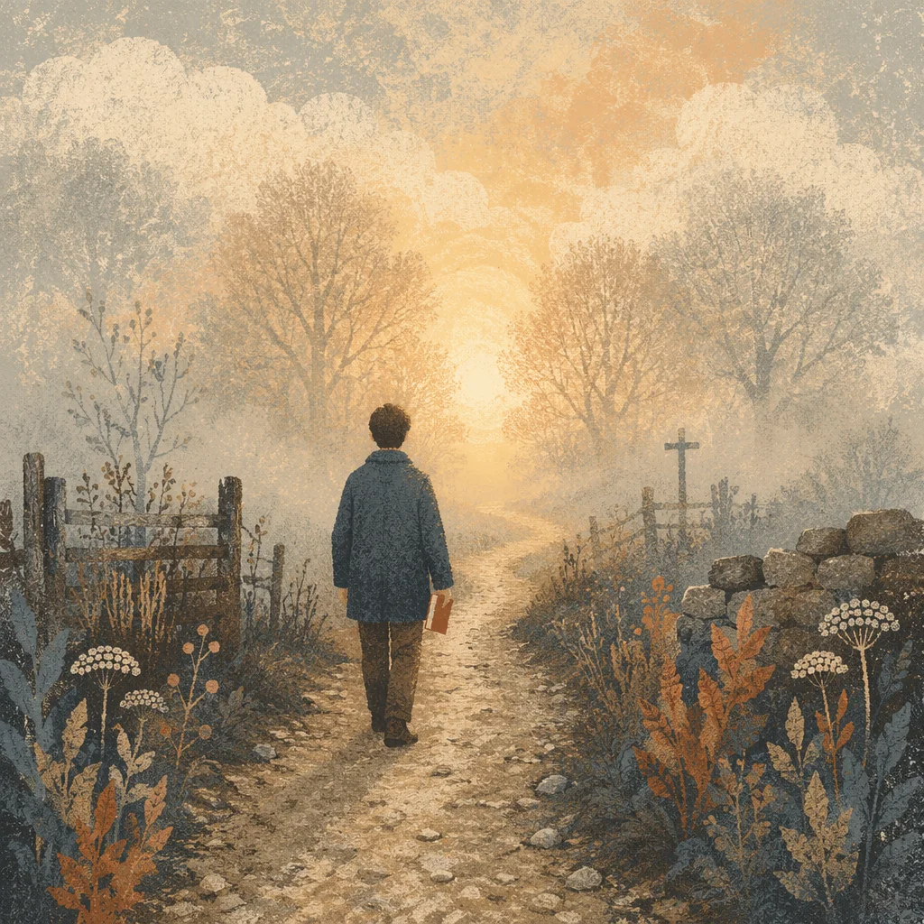 Hopeful Walk Through Morning Fog