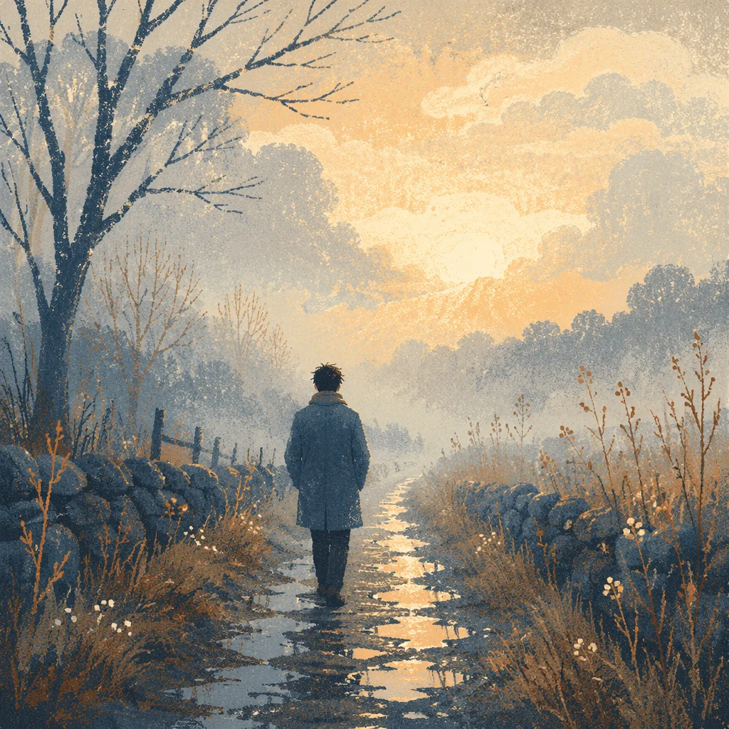 Hopeful Walk Through Morning Fog