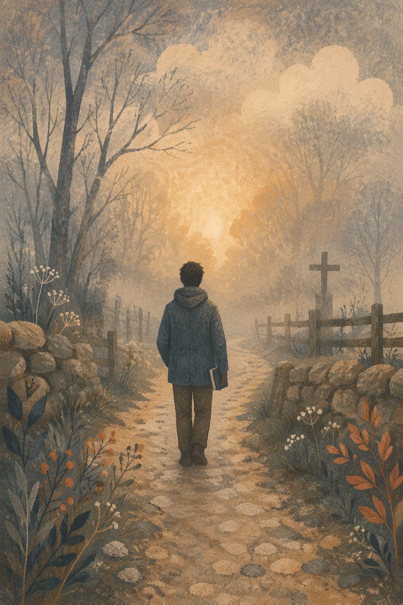 Hopeful Walk Through Fog Toward Light