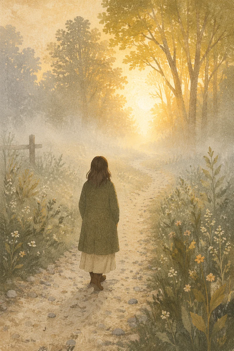 Hopeful Walk Through Morning Fog