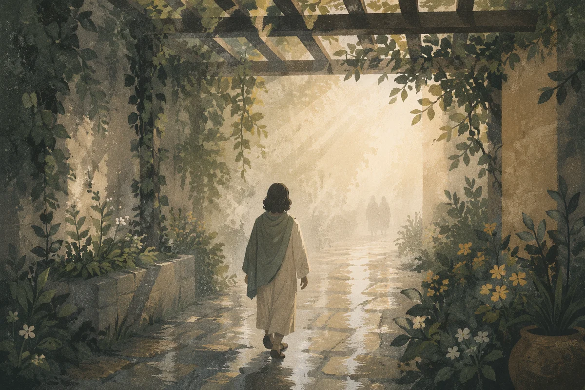 Lone Walker Through Morning Fog