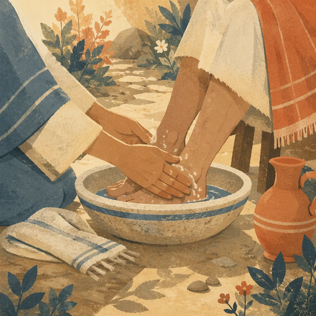 Humble Foot Washing on Garden Path