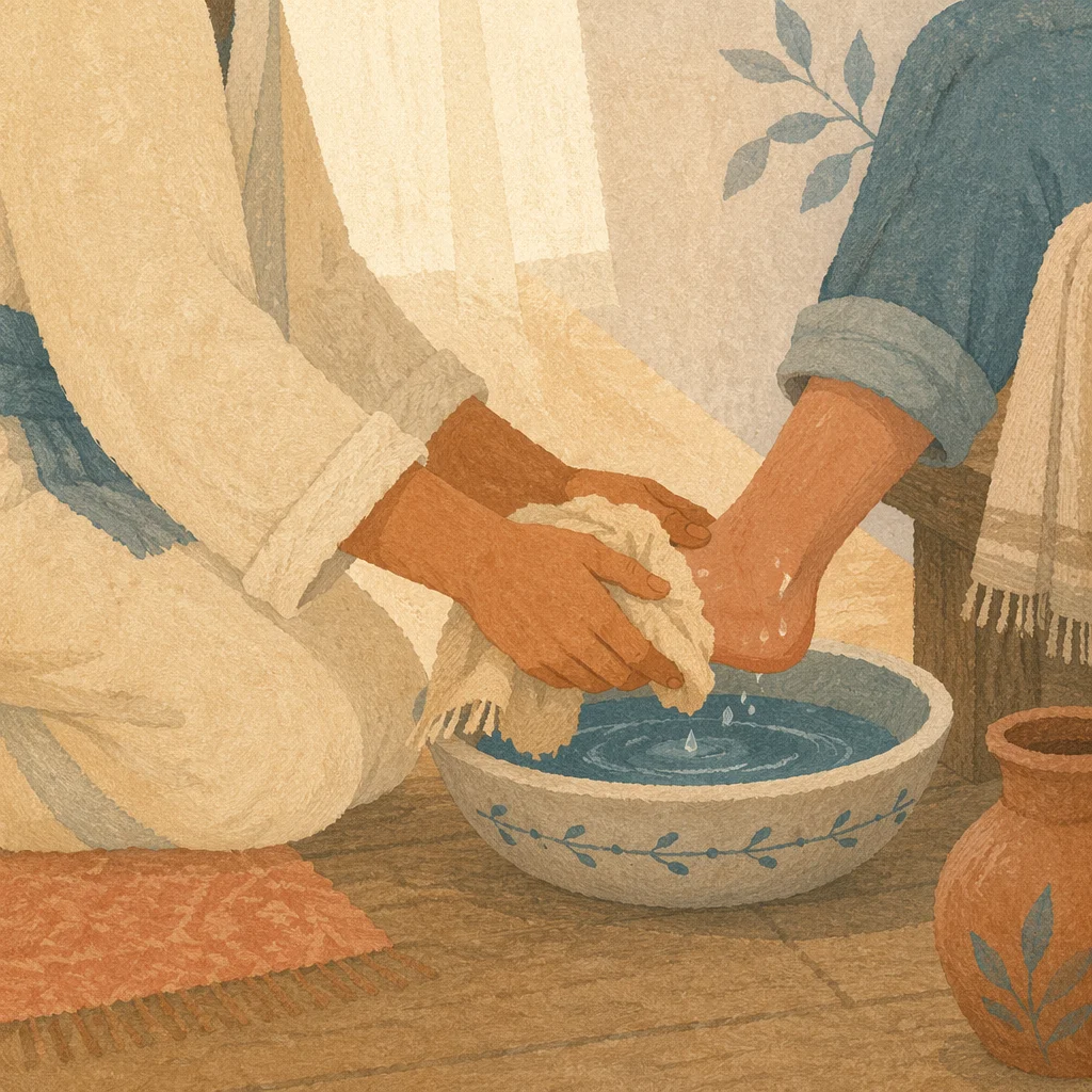 Humble Foot Washing Service in Morning Light