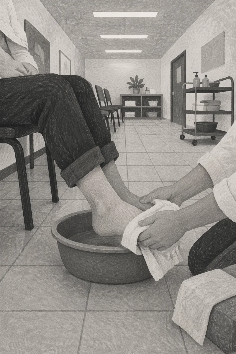 Humble Foot Washing Service in Community Room