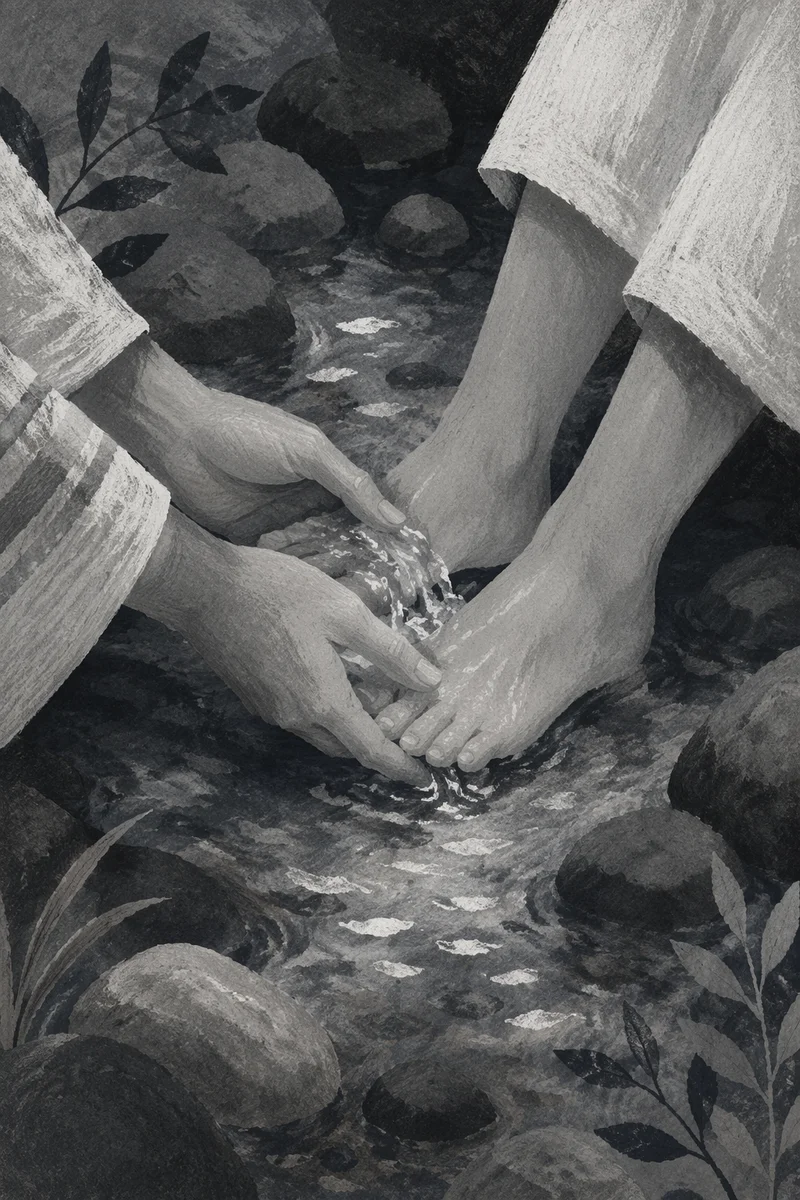 Humble Foot Washing in a Quiet Stream