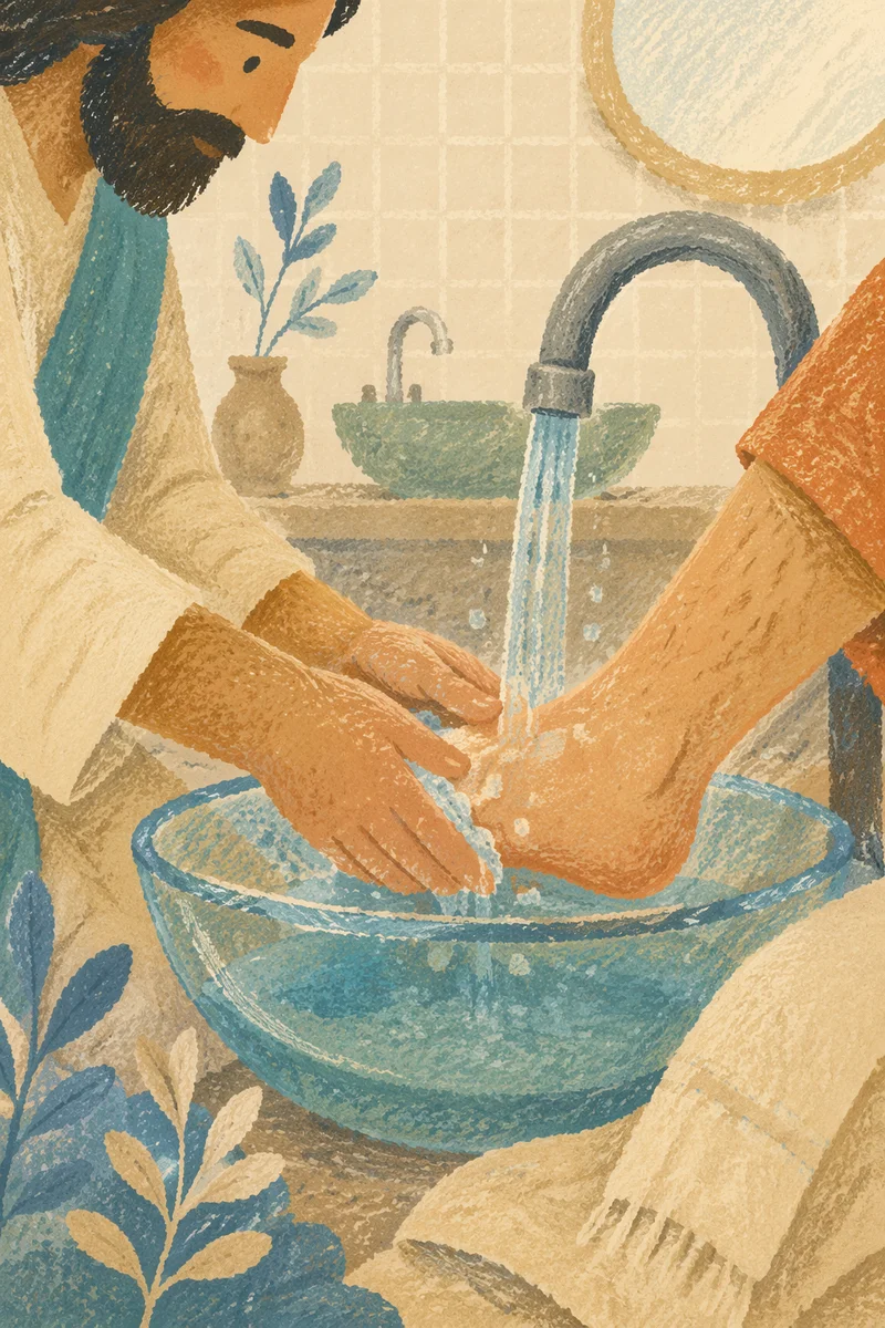 Humble Foot Washing Service in Teal Basin