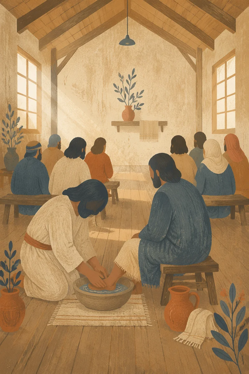 Humble Foot Washing Service in Fellowship Hall