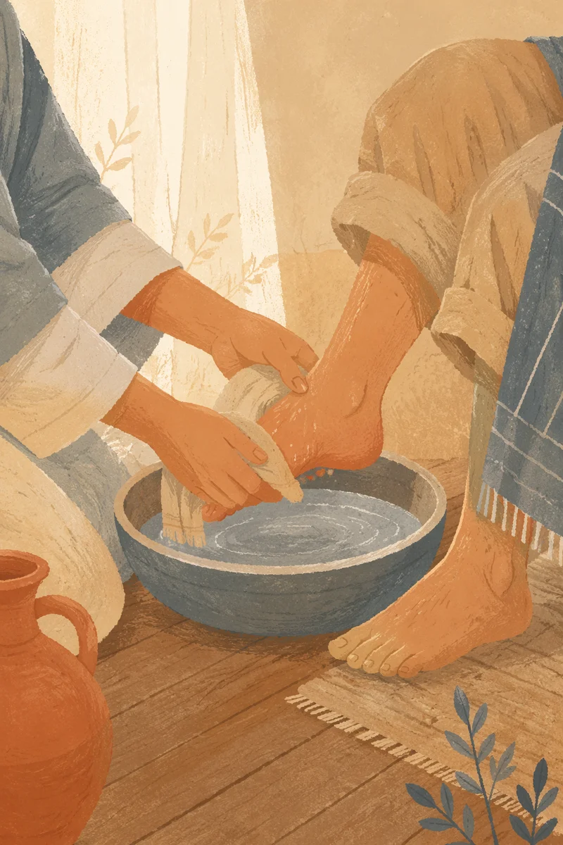 Humble Foot Washing Service in Morning Light